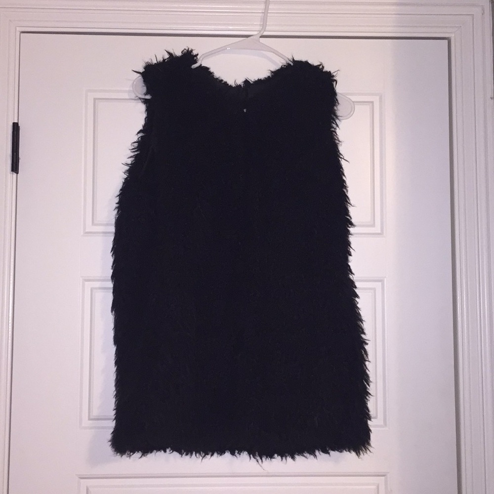 faux fur black vest